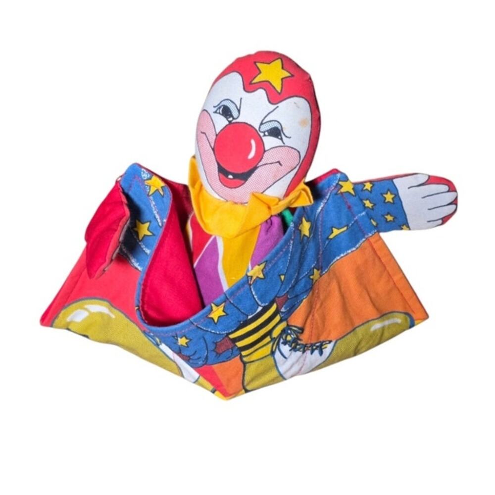 Vintage 1990 USA Made Clown Shelf Sitter Pair Plush Spring Bounce Dolls - Picture 3 of 12